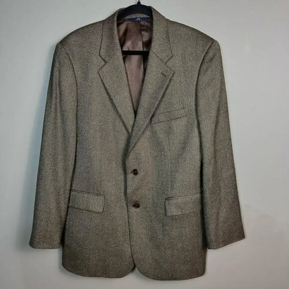 Brooks Brothers sport coat‎ Men's 47 R tweed preppy brown green wool EXCELLENT